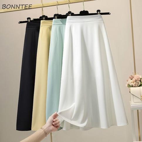 Skirts Women White Chiffon Summer Ladies High Waist New Baggy Aesthetic Ins Solid Streetwear Harajuku Fashion All Match 