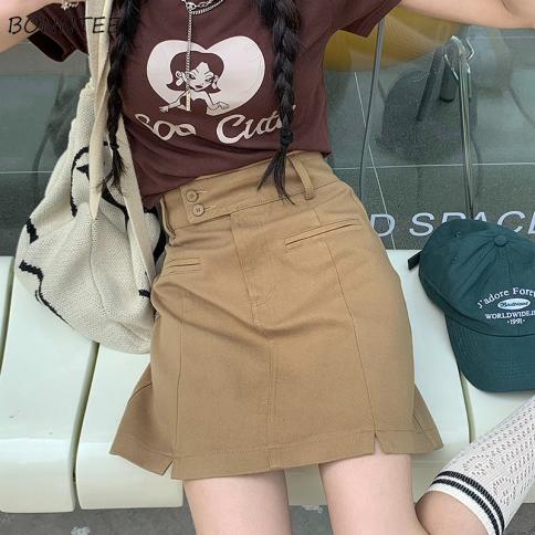 Mini Skirts Women Fit Aline Harajuku Empire With Lining  Ladies Summer Ins Sideslit Chic Design Allmatch Faldas Stylish 