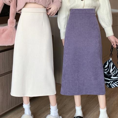 Skirts Women Thicken Solid High Waist All Match Minimalist Casual A Line Corduroy Popular Tender Autumn Basic New  Style