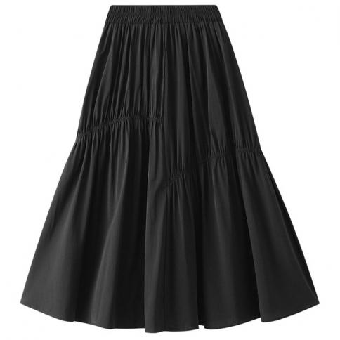 Irregular ruched design saias para mulheres moda elástica cintura alta plissado preto midi saias faldas 2023 primavera k121