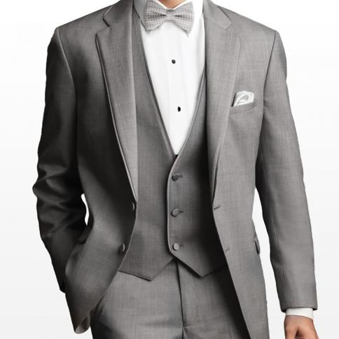 חליפות לגברים מכנסיים ז'קט בלייזר אפוד שלוש חלקים אפור בעל חזה חד מחורץ חתן חתן חתונה אלגנטי רגיל