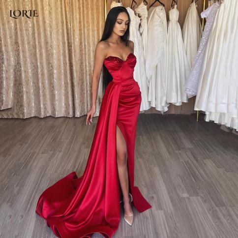 Red Formal Dresses Evening Gown  Red Shoulder Evening Dress  Red Mermaid Evening  