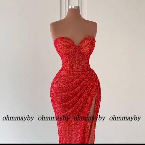 Sweetheart Red Asymmetrical Sleeveless Prom Gowns 2022 Floor Length New Pleat Evening Dresses Summer Vestidos De Fiesta 
