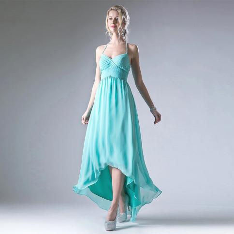 Strapless Spaghetti Straps Blue Floor Length Prom Gowns Sleeveless Chiffon Pleat A Line Evening Dresses For Women Zipper