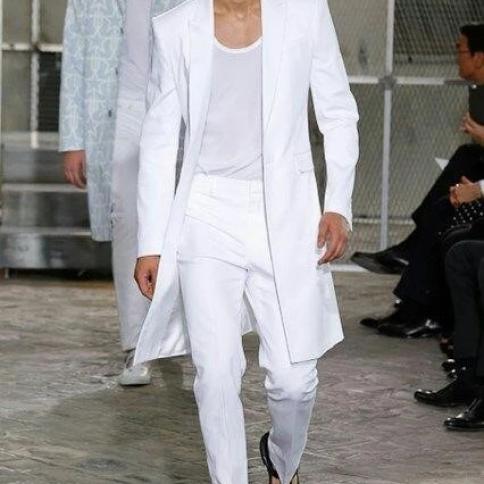 Men White Suit Jacket Mens Fashion  Wedding Man Suit White Blazer  Summer Long  