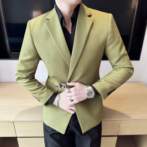 Abbigliamento di marca Royal Blazer Uomo Slim Fit Abito da ufficio per feste Abito con bottone singolo Giacca da uomo Hombre Smo