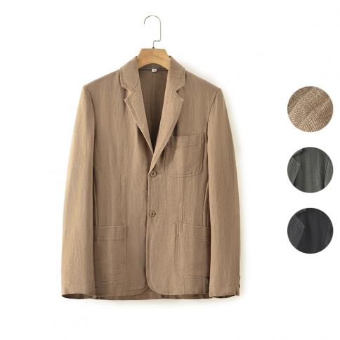 Cappotto di lino sciolto da uomo alla moda per abbigliamento casual da lavoro 98% lino Nuovo arrivo!