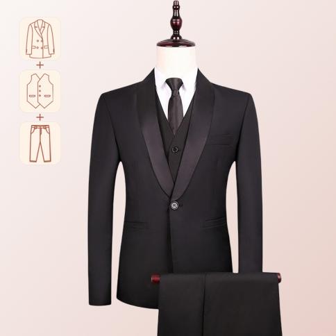 3pcs Suit Set Mens High Quality Suit Business Professional Youth Office Worker Formal Dress Wedding Banquet Gentleman Su