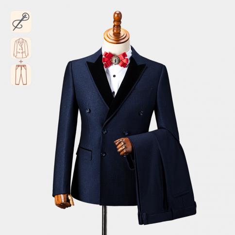 Original Design Navy Blue Two Piece Suits For Men For Formal Occasions,weddings Elegant Blazers Evening Dress(customized