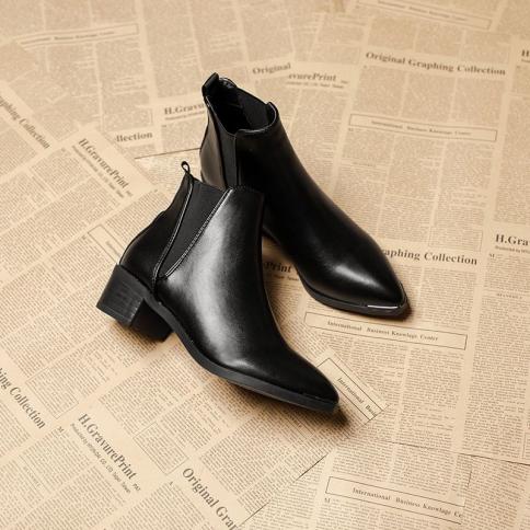 Womens Pointed Toe Chelsea Boots  Chelsea Boots Heel Womens   Thick High Heels  