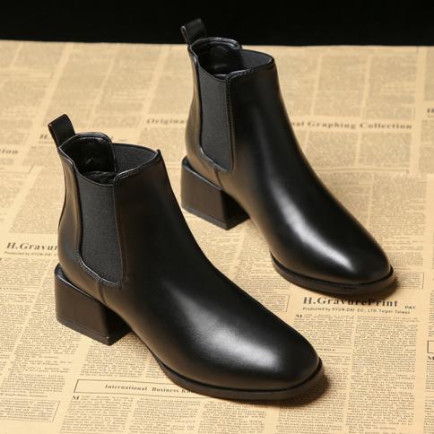 Black Genuine Leather Chelsea Boots Women  Genuine Leather Shoes Women Ankle Boots  Women's Boots  