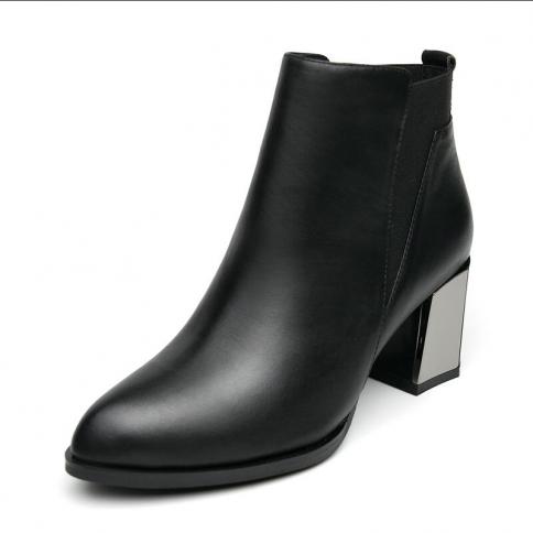 England Style Women Boots Autumn Winter Shoes  High Heel Boot Streetwear Black Chelsea Botas Femmes Soft Leather Shoe Za