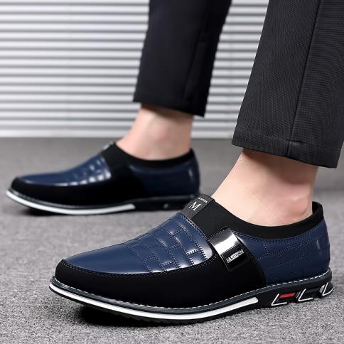 New Black Casual Shoes For Men Sneakers Blue Brown White Loafers Breathable Slip On Plus Size 38 50 Men Shoes