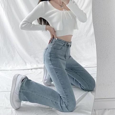 Women's Blue Jeans Y2k Loose Casual High Waist Flared Pants Skinny Slim Butt Lifting 2023 Classic Ladies Pants