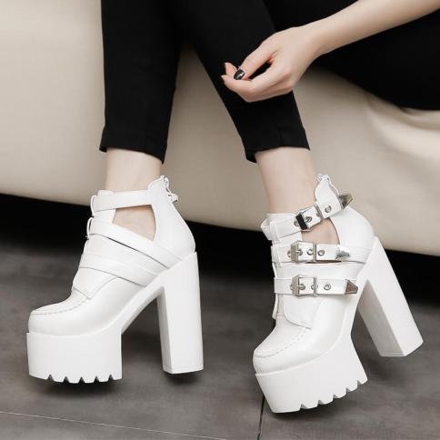  And  Nightclub  High Heels  New Crude With Super High Heel Womens Boots Waterproof Platform Ankle Boots  Women's Boots