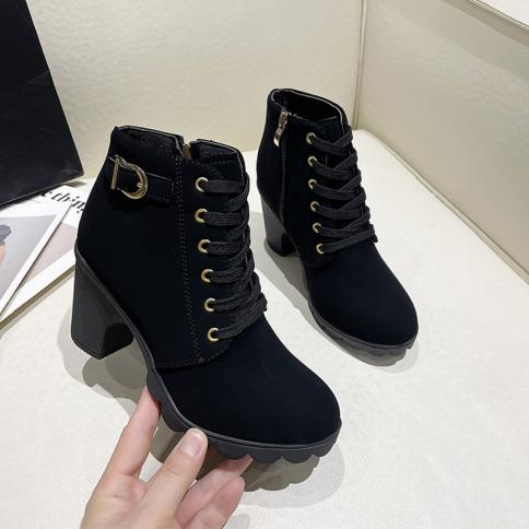 Winter Classics Chelsea Boots Women Shoes Chunky Round Toe 2023 New Gladiator Boots Ankle Snow Motorcycle Boots Chaussur