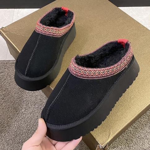 Winter Women Flats Ankle Snow Boots Fur Platform Suede Shoes Fashion Warm Goth Casual Dress Shallow 2023 New Women Chels