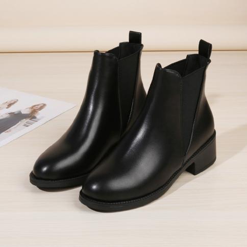 Chelsea Boots Women Ankle Fad Chunky Goth Mid Heels Shoes Motorcycle Boots 2023 New Winter Casual Thick Gladiator Women 