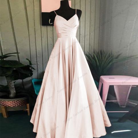 Satin Women's Strap Evening Dresses Sleeveless A Series Pleated Sweetheart 2023 Robe Cocktail Prom Gowns Robe Vestido De