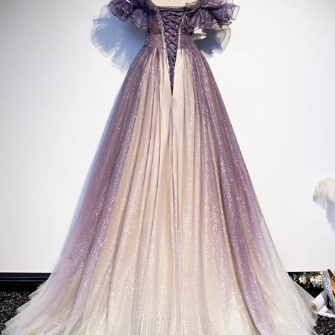 Purple Princess Gowns Long Evening Dress Luxury Exquisite Party Dress Off Shoulder Women Gown Vestidos De Fiesta 2023 Ne