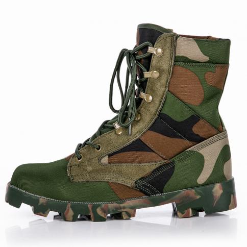 Men Camouflage Military Boots Spring Autumn Round Head Lace Up Hiking Ankle Boots Anti Slip Platform Shoes Botas Tactica