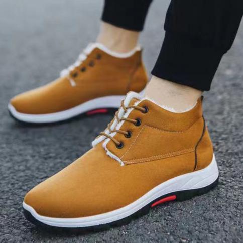 Winter Cotton Shoes For Men Warm Fleece Thickened Snow Boots Non Slip Shoes Soft Bottom All Match Platform Boots Botas D