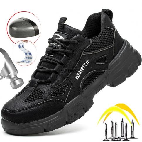 נעלי בטיחות לנשימה גברים בוהן פלדה עבודה קיץ מגפי בטיחות עמיד לנקב נעלי ספורט זכר תעשייתי רשת עבודה li