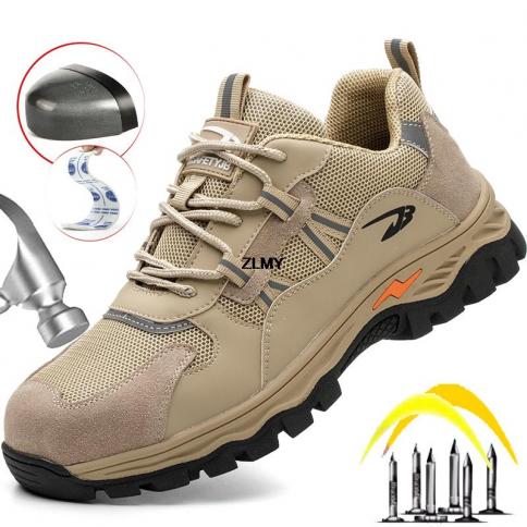 נעלי בטיחות נושמות לגבר נעלי ספורט בוהן פלדה עמיד בפני פנצ'ר מגפי בטיחות לעבודה נעלי טיולים חיצוניות נעלי עבודה לגברים m