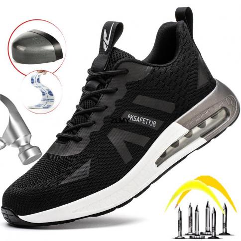 נעלי בטיחות חדשות לגברים עם כובע בוהן פלדה antismash נעלי ספורט עבודה ספורטיביות חסינות פנצ'ר מגפי בטיחות לעבודה גברים גברים air