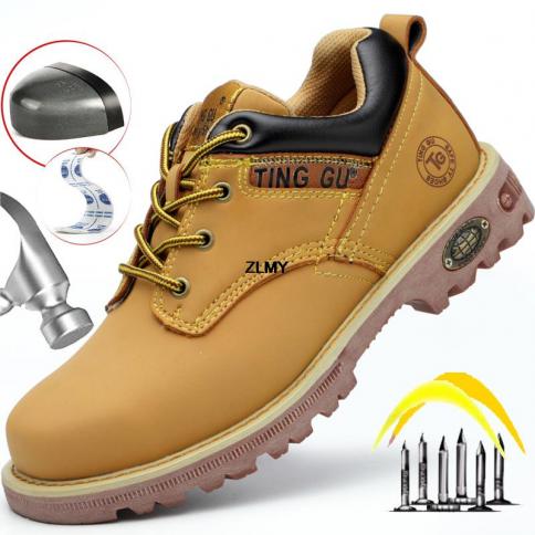 נעלי בטיחות באיכות גבוהה גברים מגפי עבודה בוהן פלדה נגד החלקה אנטי לרסק גבר מגפי בטיחות גבוהים זכר רגל בנייה