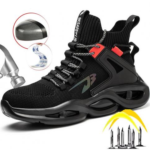 נעלי בטיחות קלות משקל לגבר מגפי בטיחות לעבודה נושמים עם בוהן פלדה נעלי עבודה אופנה גברים נגד דקירה נגד ריסוק