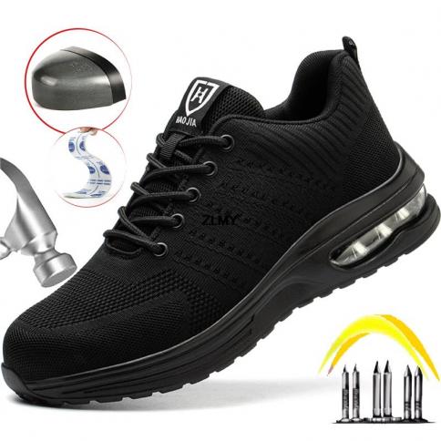 New Breathable Safety Shoes Men Women Steel Toe Work Boots Air Cushion Working Sneaker Puncture Proof Safety Work Boots 