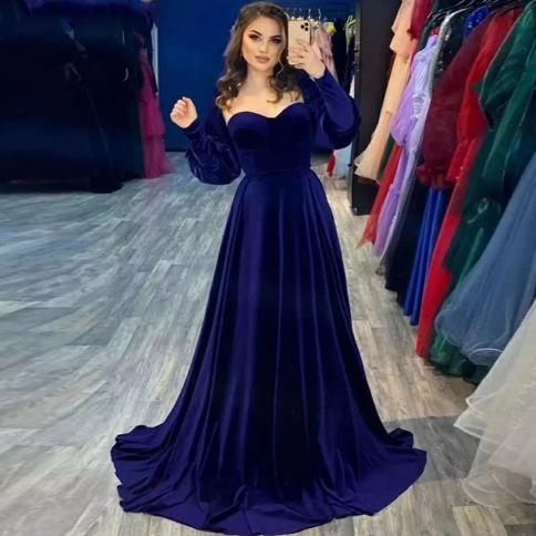 שמלות ערב קטיפה כחולות כהות לנשים 2023 שמלות מסיבה באורך הרצפה מתוקה אלגנטית קו מותאם אישית vestido de n