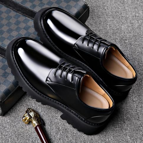 2023 Autumn New Big Head Leather Shoes Men's Genuine Leather Business Dress High Grade British High Rise Derby Shoes Dad