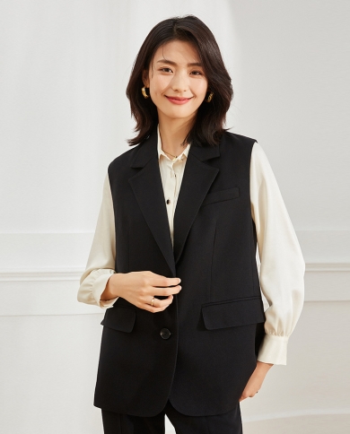 Shenghong 23 Autumn New Loose Outer Wear Casual Temperament Commuter Belt Sleeveless Vest Suit Vest For Women 12915
