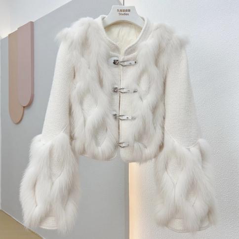 2023 nuovo vero cappotto di pelliccia giacca invernale da donna pelliccia di volpe naturale soffice cappotto patchwork di lana m