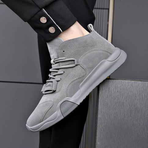 Estación de moda marca Blast Street suela suave zapatos altos para hombres nuevos zapatos de cuero genuino High Bang Air Force B