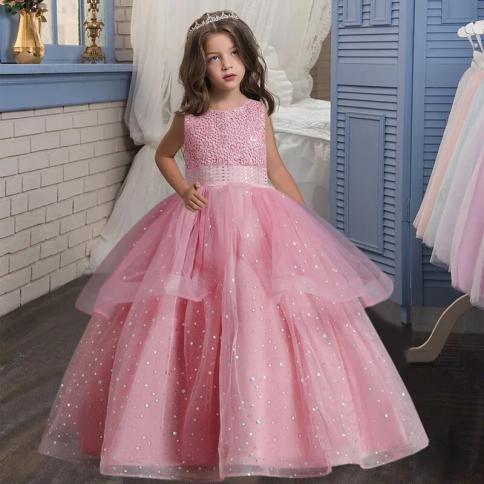 New Children's Wear Girl's Dress Fluffy Sequin Princess Birthday Party Dress Flower Girl Graduation Party Ball Communion