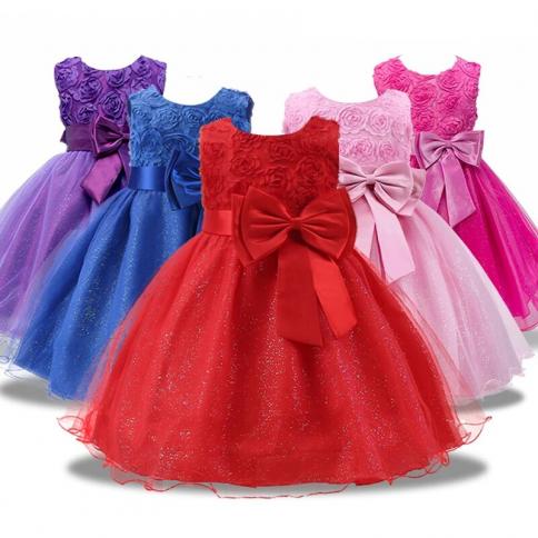 New Girls Dress Dimensional Banquet Princess Wedding Party Dress Sequins Sleeveless New Year For Girls Dress  Girls Casu