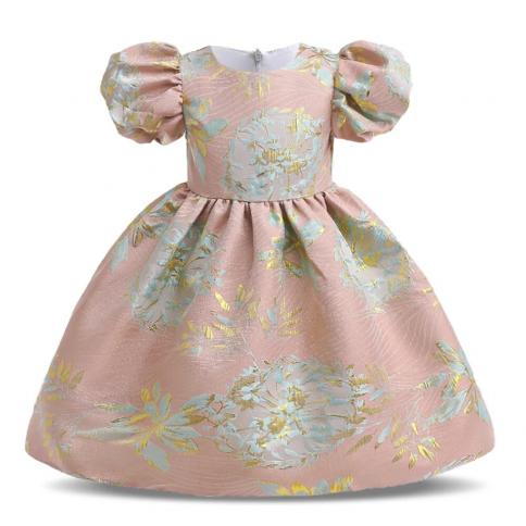 Vintage Girls Princess Party Dress For Children Costume Kids Puff Sleeve Clothes Wedding Bridesmaid Gown Evening Prom Ve