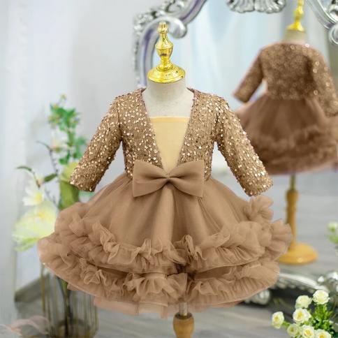 Luxury And Elegant Girls' Party Dress Halloween Sequins Performance Dress Formal Christmas Ball Dress 2 12 Year Old Skir