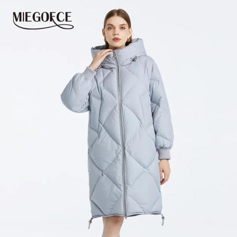 Miegofce 2023 Winter Collection Casual Women's Coat Hooded Long Sleeve Cotton Windproof Loose Quilted Jacket Warm Parka 