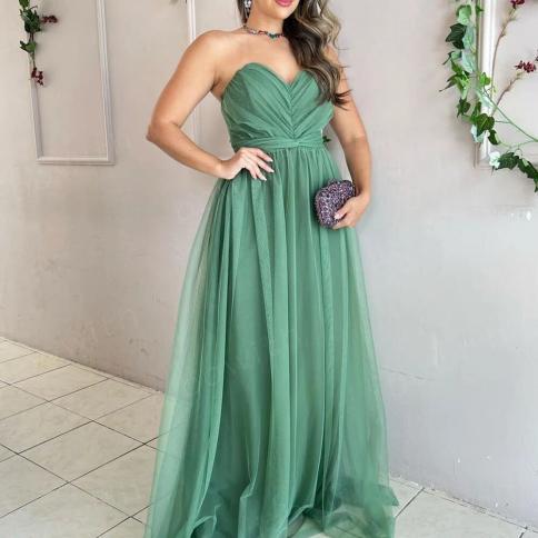 Bowith Green Maxi Party Dresses Evening Dress For Women With Floor Length A Line Tulle Celebrity Dresses Vestidos De Fie