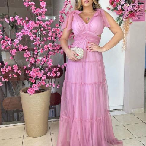 Bowith Pink Party Dresses Women A Line Tulle Party Dresses Formal Occasion Dresses Luxury Dress For Gala Party Robe De S