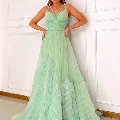 Bowith Formal Occasion Dresses Tiered Layers Luxury Dress For Gala Party 2023 Long Elegant Evening Dress Party Vestido D