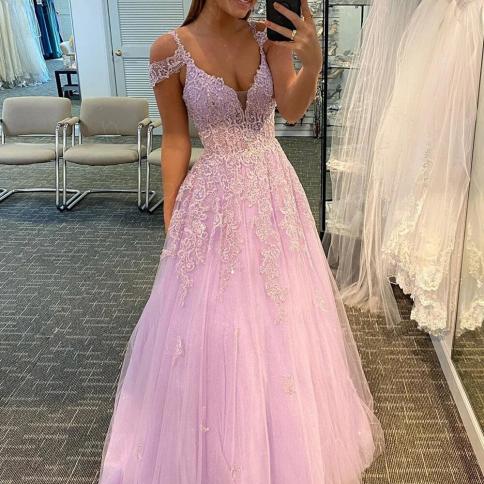 Bowith Long Prom Dresses Spaghetti Strap Evening Dress 2023 Lace Tulle Puffy Prom Gown Evening Party Dresses Vestidos De