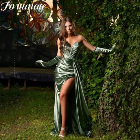  Green Quinceanera Dress Sheath Strapless High Silt Open Back Cocktail Party Evening Party Dress For Woman 2023 Custom M