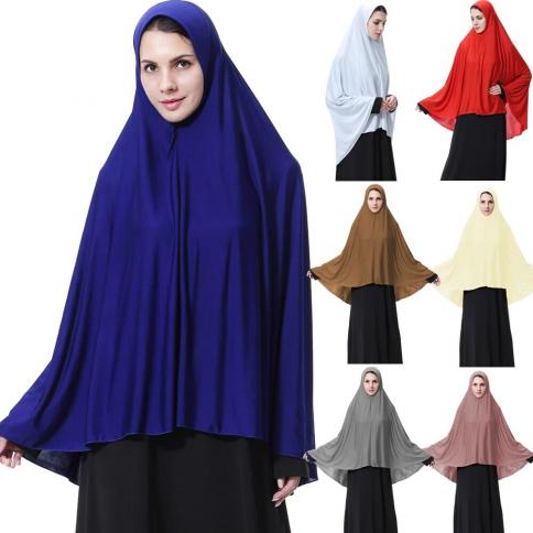 Dubai Muslim Women's Scarf National Style Solid Color Hooded Hui Family Worship Service Arab Amira Hijab Shawls Full Cov