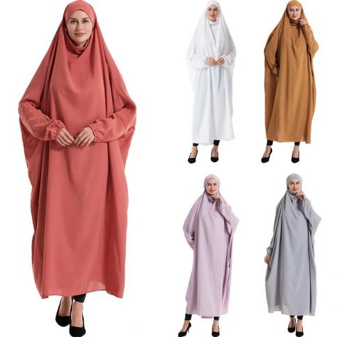 Ramadan Muslim One Piece Prayer Garment Hijab Dress Garment Full Hooded Jilbab Women Cover Jilbab Niqab Islam Dubai Mode