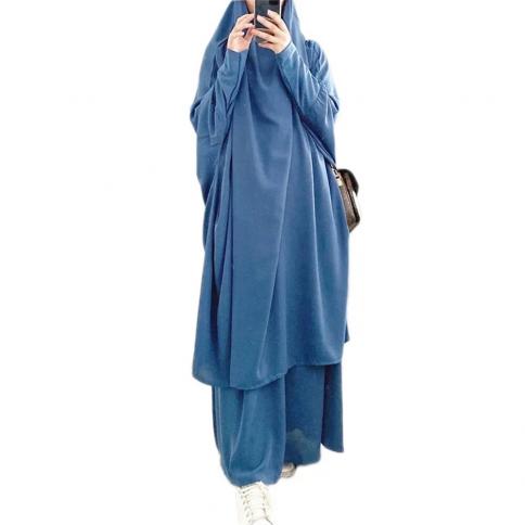 رمضان 2 قطعة جلباب طويل خيمار مجموعة عباية المرأة المسلمة ملابس الصلاة دبي السعودية فستان الصلاة 2 قطعة تنورة مجموعات العيد
